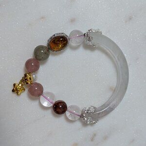 white quartz natural half bangle